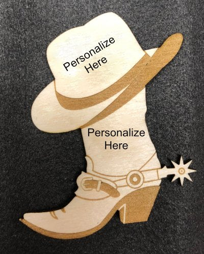 Cowboy Boot and Hat Magnet "Personalized"