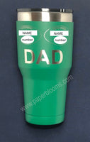 Laser engraved 30 oz green Cuero Gobbler tumbler