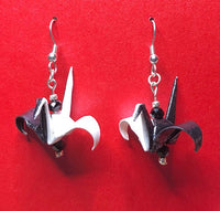 Yin and Yang Black and White Origami Crane earrings