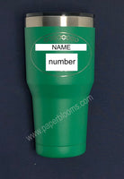 Laser engraved 30 oz green Cuero Gobbler tumbler