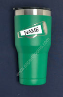 Laser engraved 30 oz green Cuero Gobbler tumbler