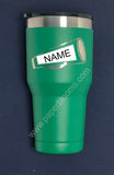Laser engraved 30 oz green Cuero Gobbler tumbler
