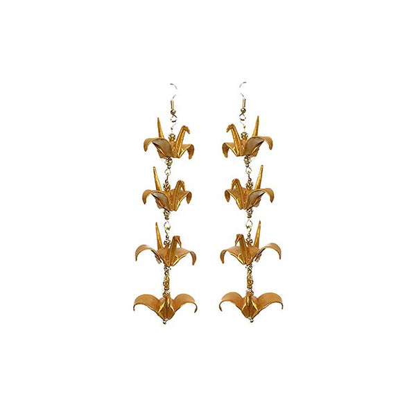 8 Lucky Gold Origami Crane earrings