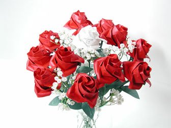 Red origami paper roses bouquet – And so to Shop