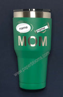 Laser engraved 30 oz green Cuero Gobbler tumbler