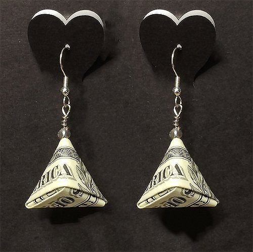 $1 Triangular Money Earrings