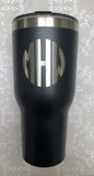 Personalized laser engraved 30 or 40 oz Black stainless steel tumbler